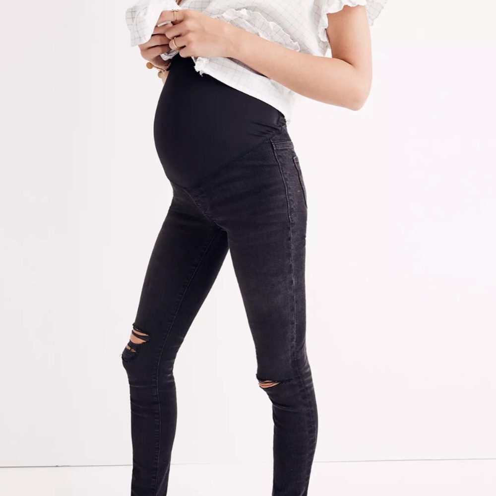 Madewell Maternity Over-the-Belly Skinny Jeans in Black Sea Size 30 VGUC